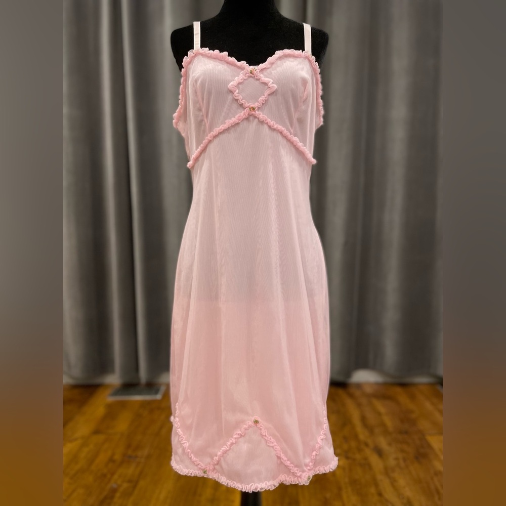 Vintage pink chiffon nightie slip dress